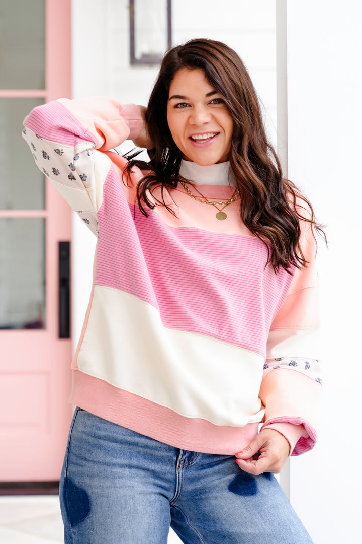 Color Block Long Sleeve Pullover Top