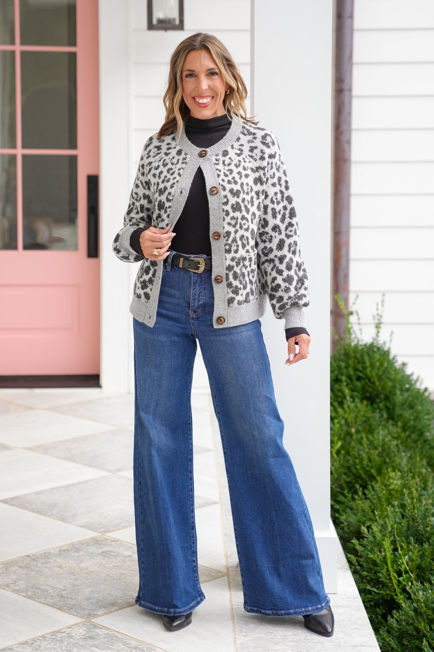 Leopard Long Sleeve Button Down Cardigan