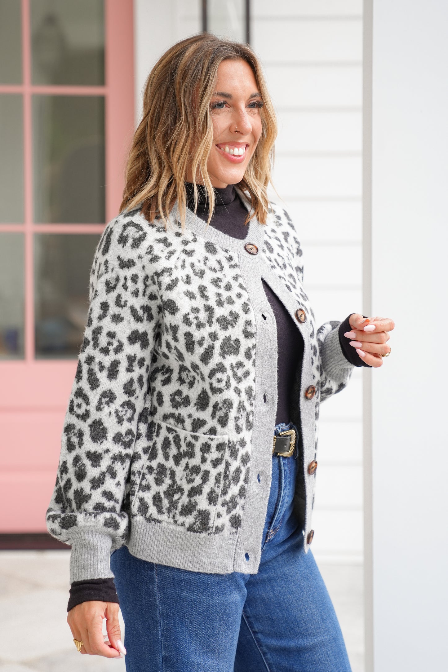 Leopard Long Sleeve Button Down Cardigan