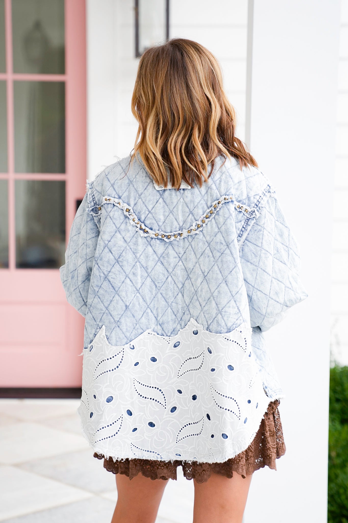 POL Light Wash Long Sleeve Button Up Jacket