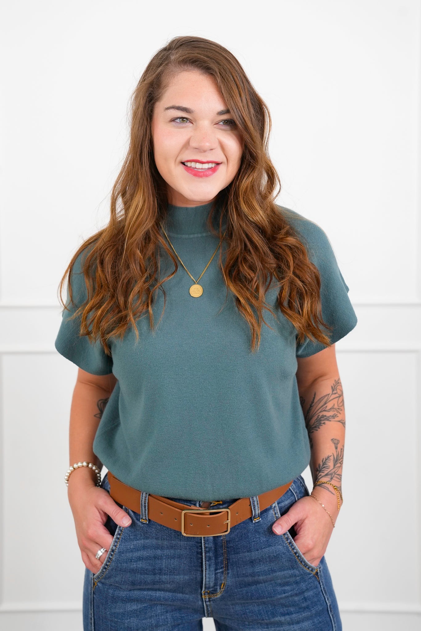 Door Buster! Zenana Mock Neck Short Dolman Sleeve Sweater