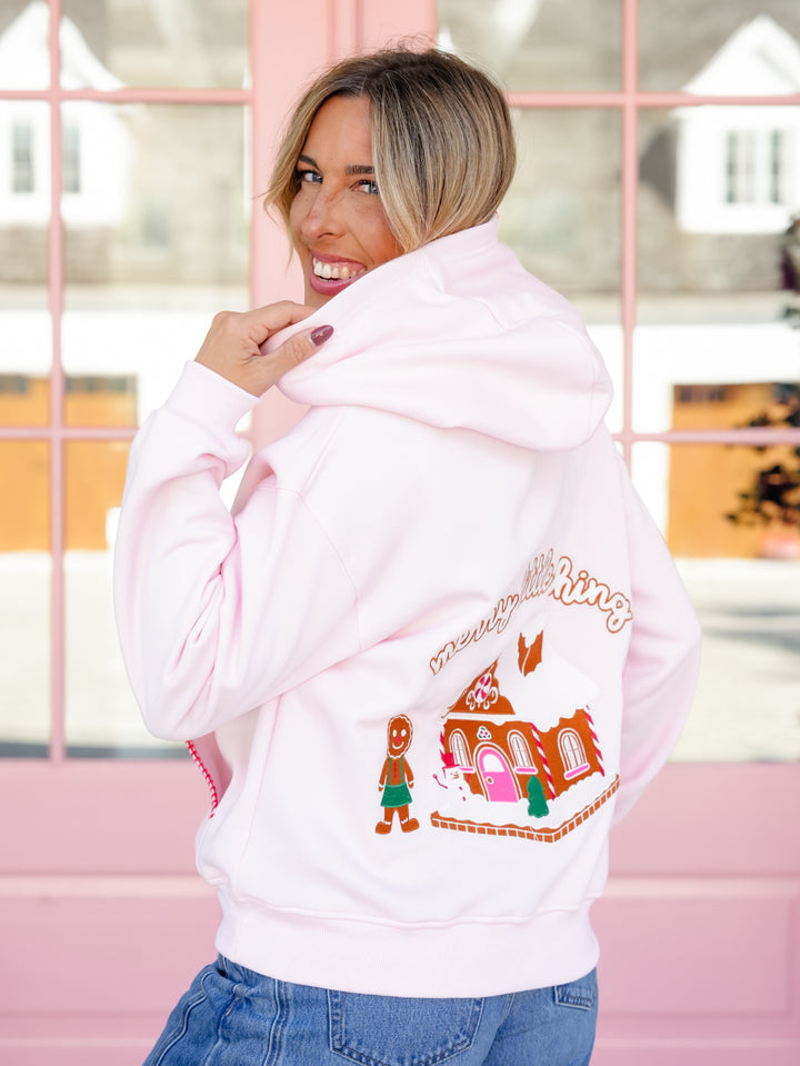 Long Sleeve "Merry Little Thing" Gingerbread Pullover Hoodie - Freckled Poppy