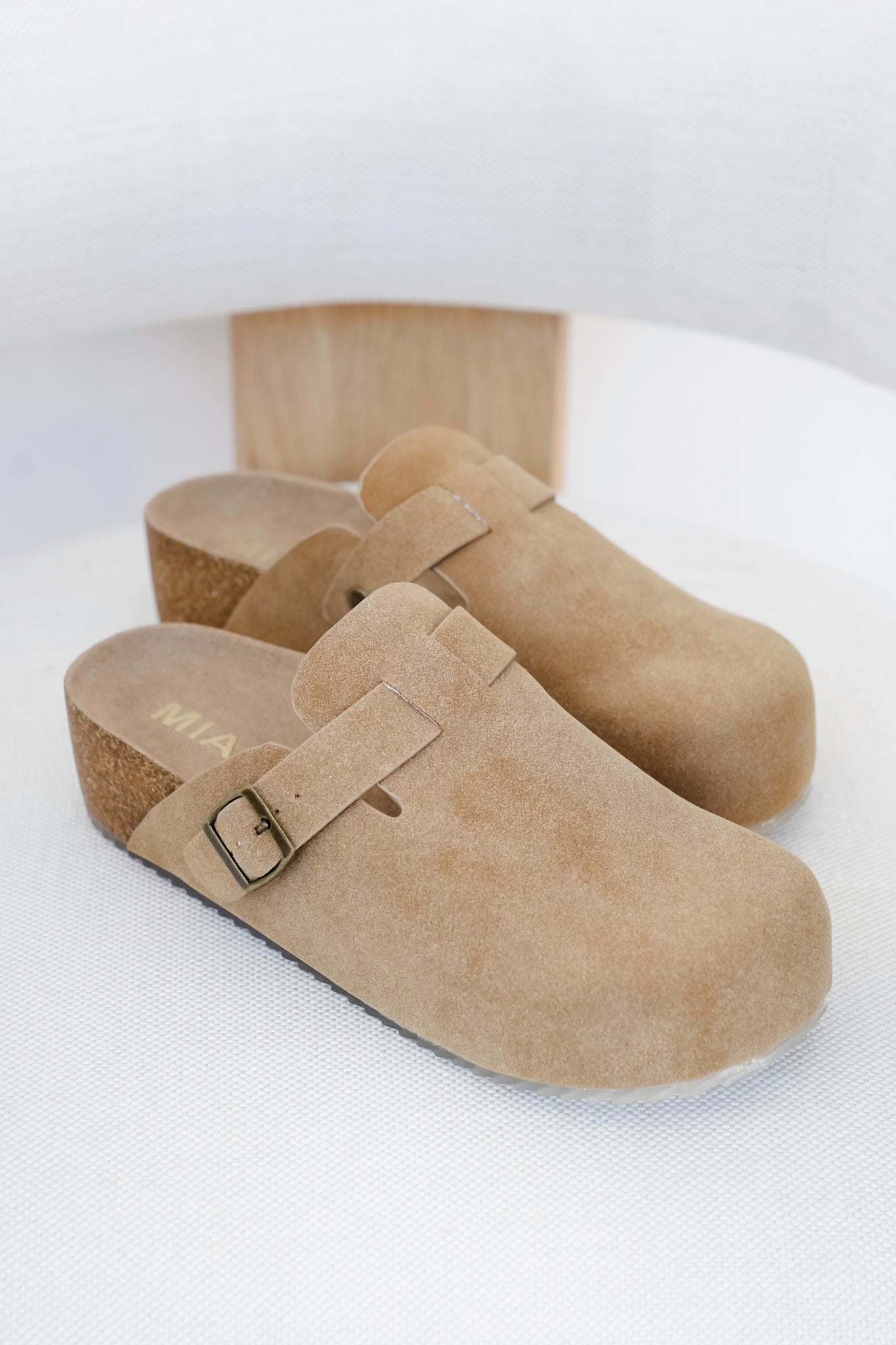 MIA Chunky Platform Suede Clog with Adjustable Buckle Strap