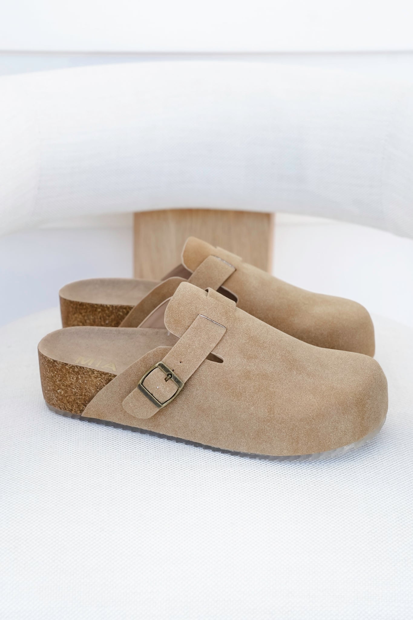 MIA Chunky Platform Suede Clog with Adjustable Buckle Strap