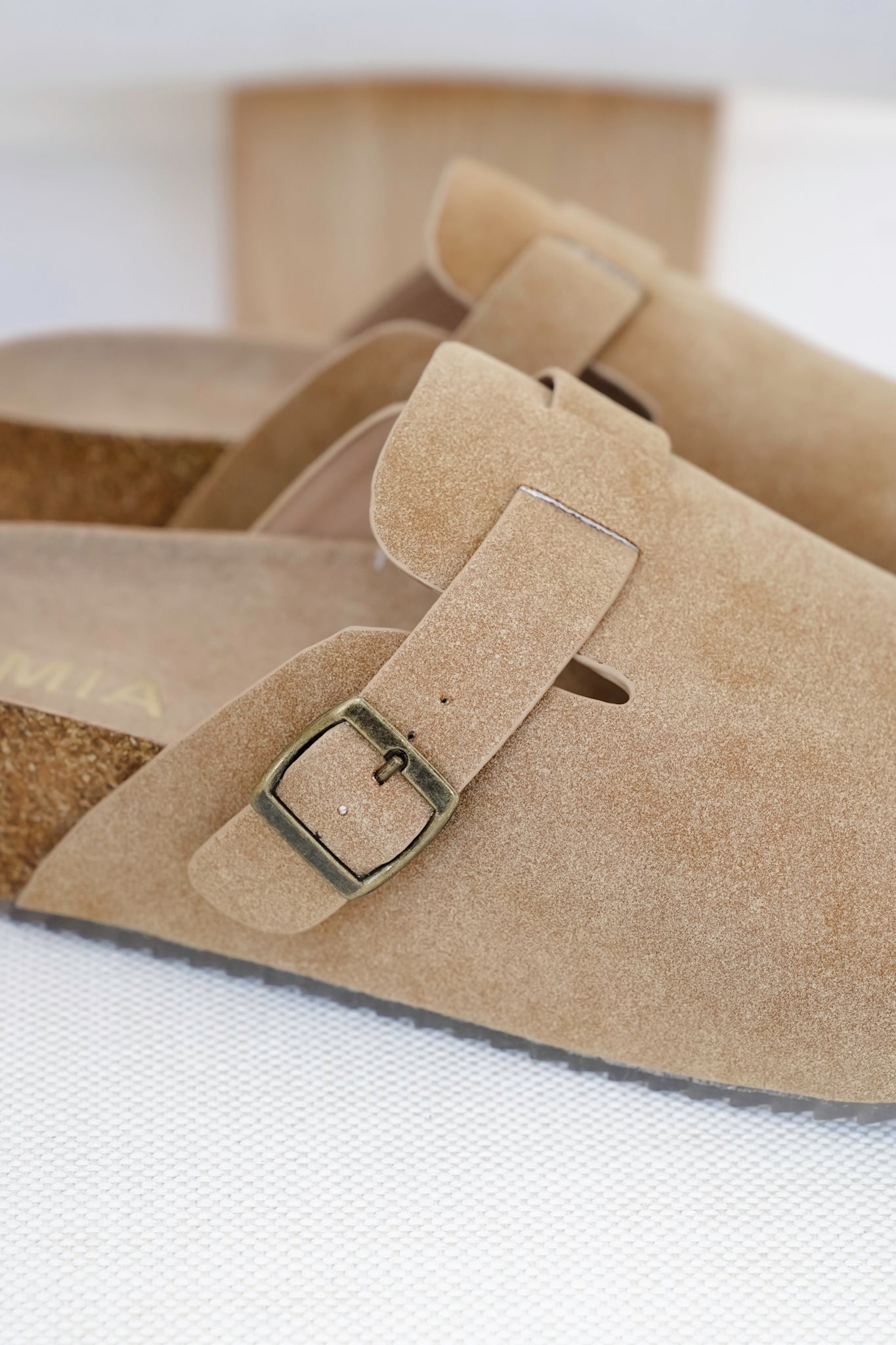 MIA Chunky Platform Suede Clog with Adjustable Buckle Strap