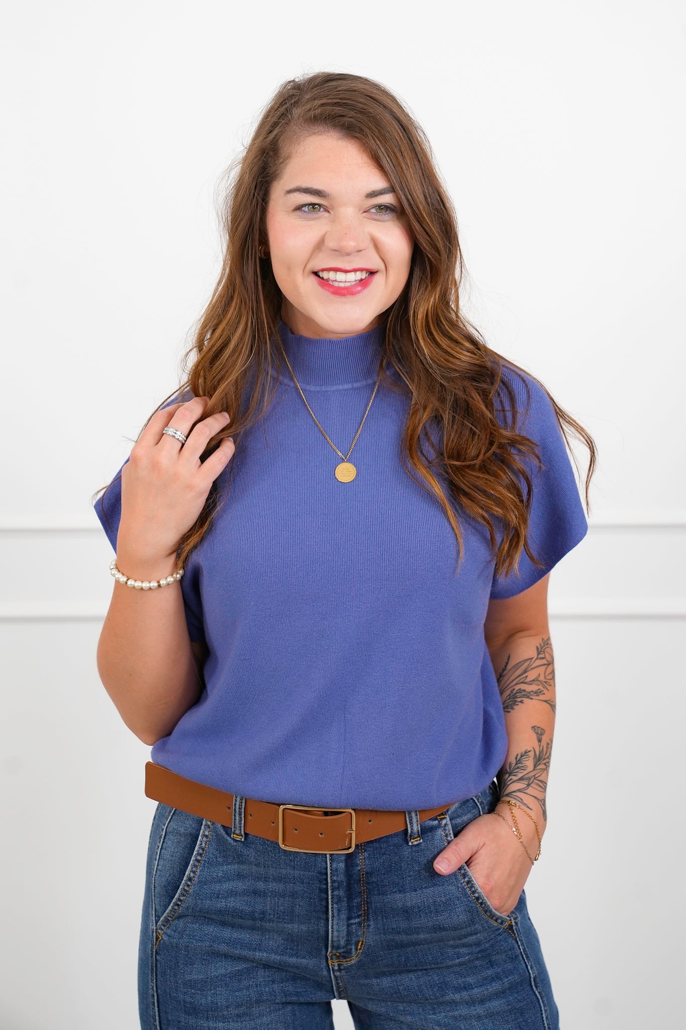 Door Buster! Zenana Mock Neck Short Dolman Sleeve Sweater
