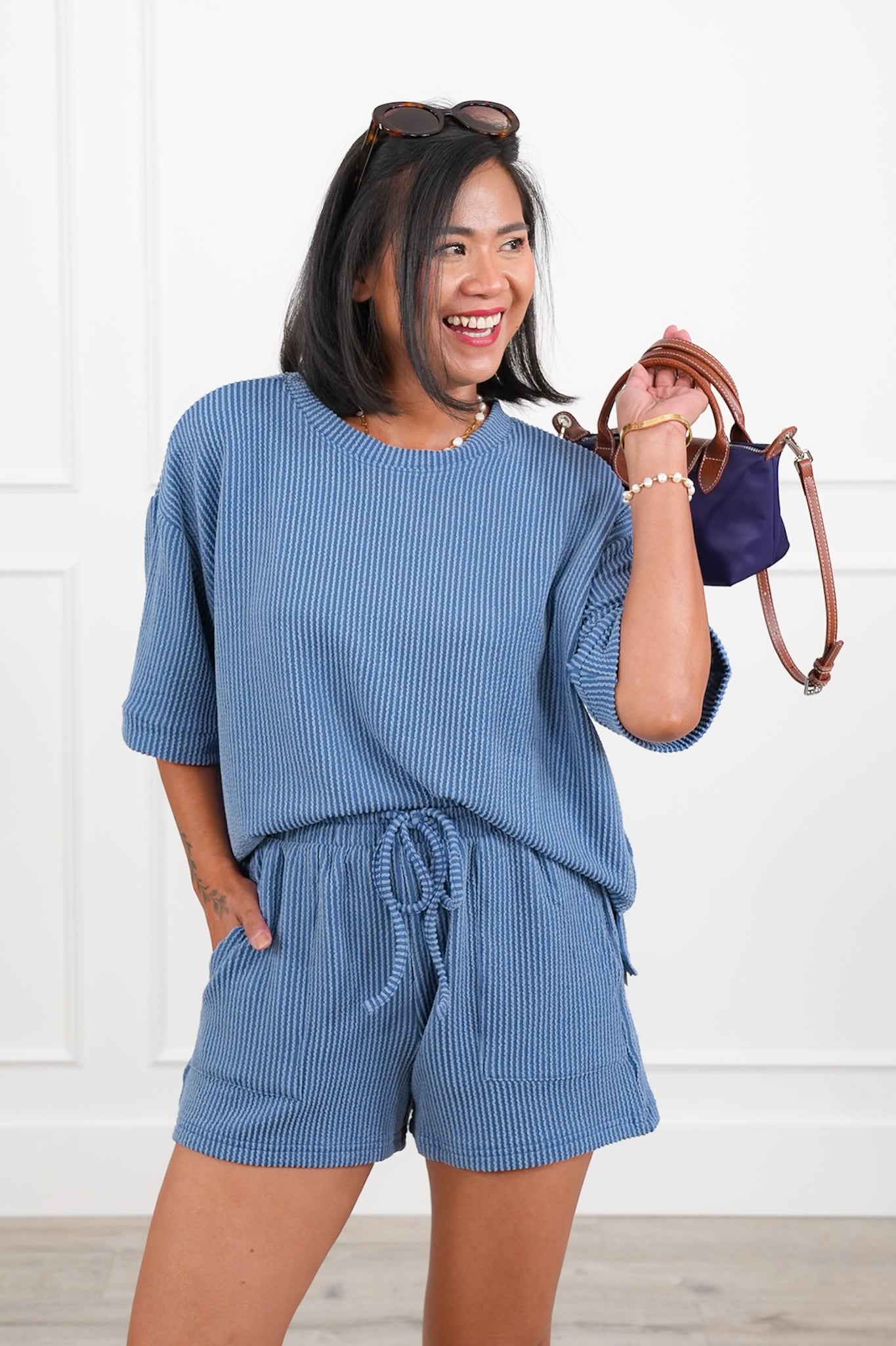 Door Buster! Zenana Urban Rib Short Sleeve Top and Shorts Set