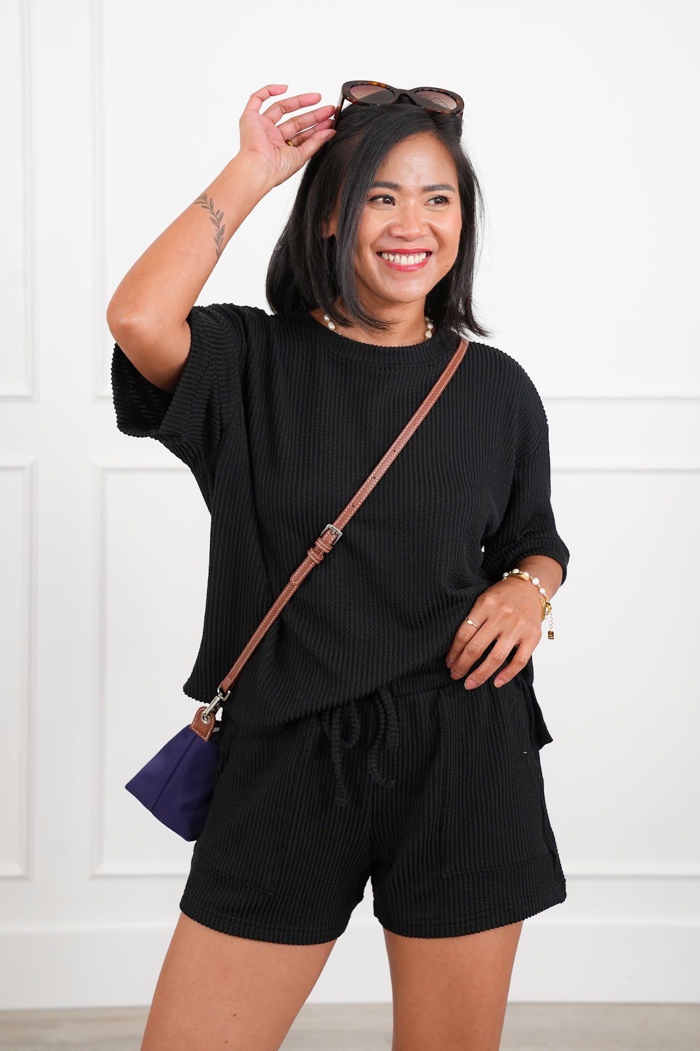 Door Buster! Zenana Urban Rib Short Sleeve Top and Shorts Set