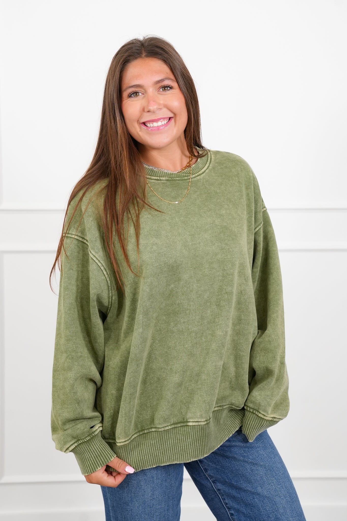 Door Buster! Plus/Reg Zenana Acid Wash Oversized Fleece Pullover