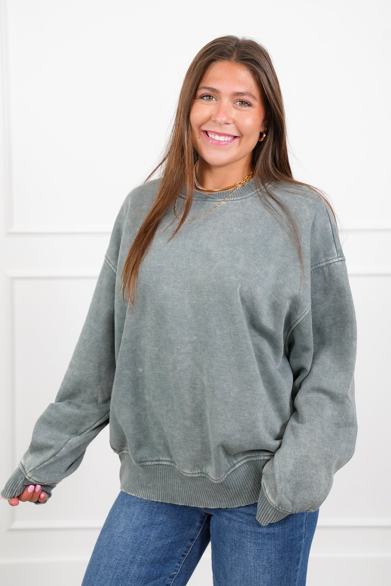 Door Buster! Plus/Reg Zenana Acid Wash Oversized Fleece Pullover