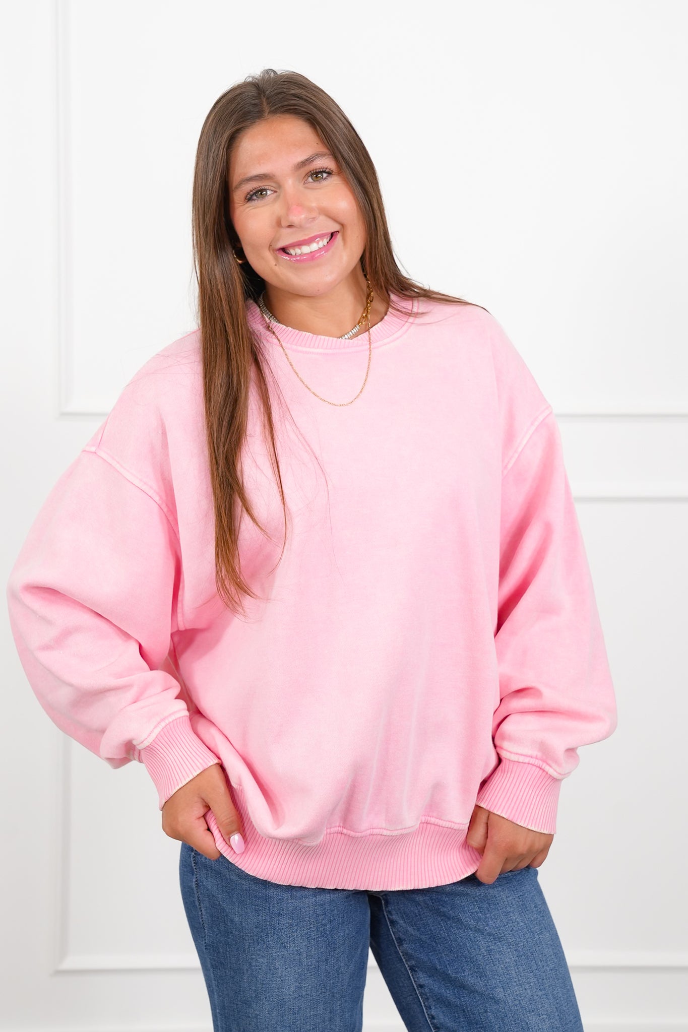 Door Buster! Plus/Reg Zenana Acid Wash Oversized Fleece Pullover