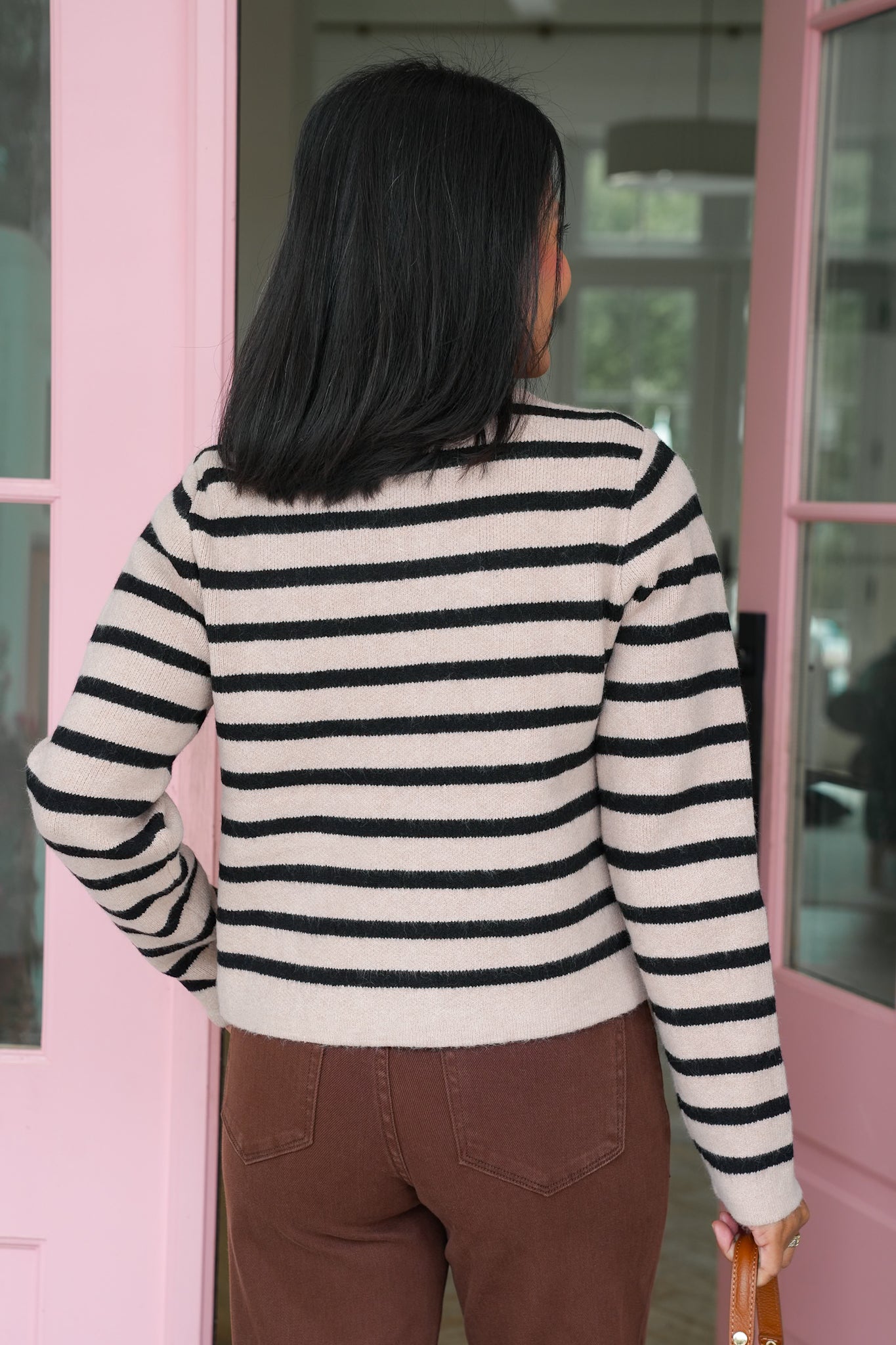 Stripe Long Sleeve Button Down Cardigan