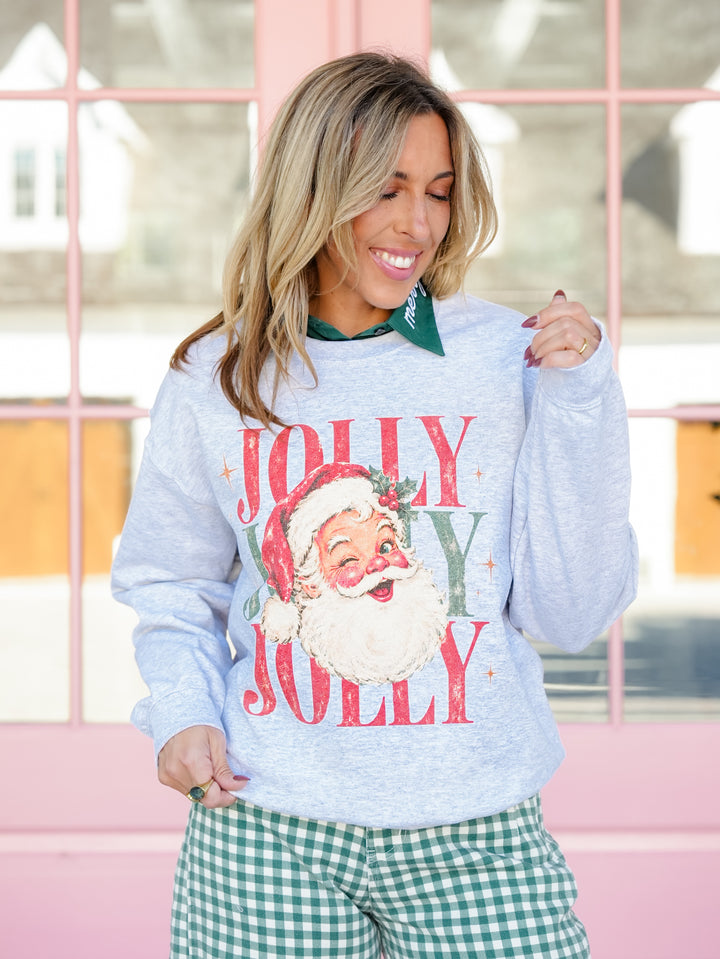 Plus/Reg Jolly Santa Christmas Graphic Sweatshirt
