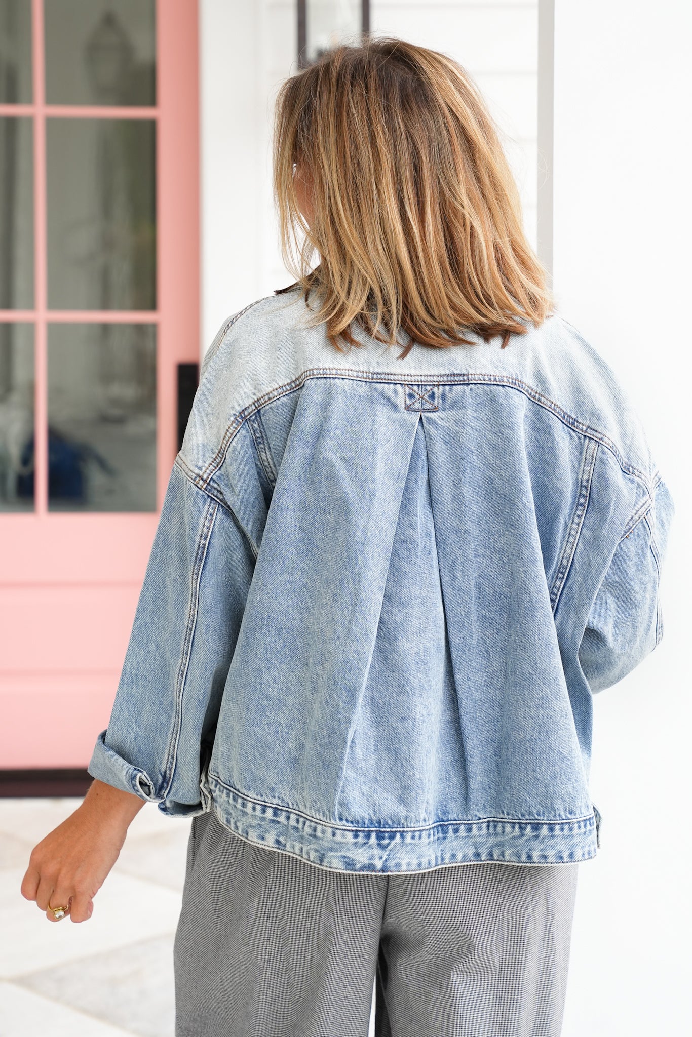 Light Wash Long Sleeve Button Down Jacket