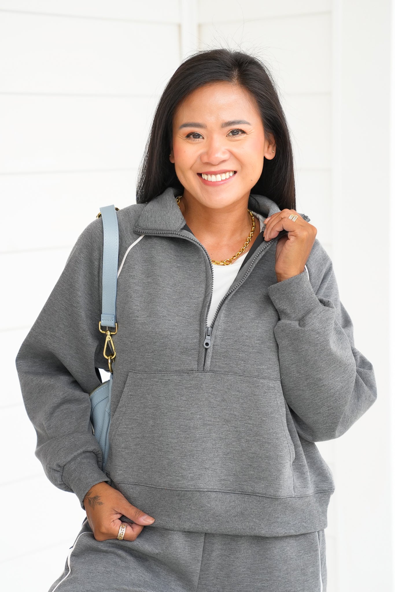 Solid Long Sleeve Half-Zip Top