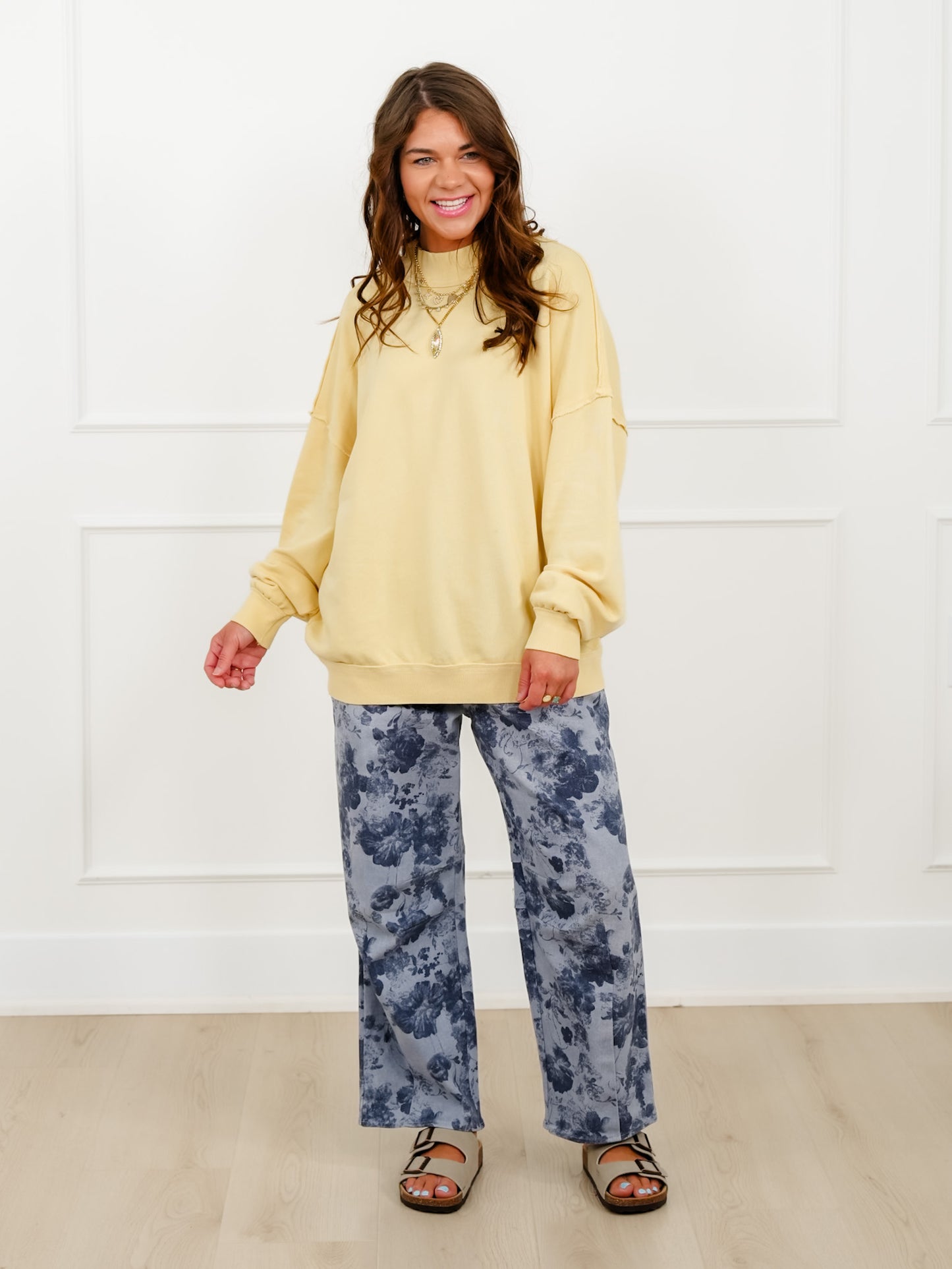 Mineral Wash Long Sleeve Mock Neck Sweatshirt