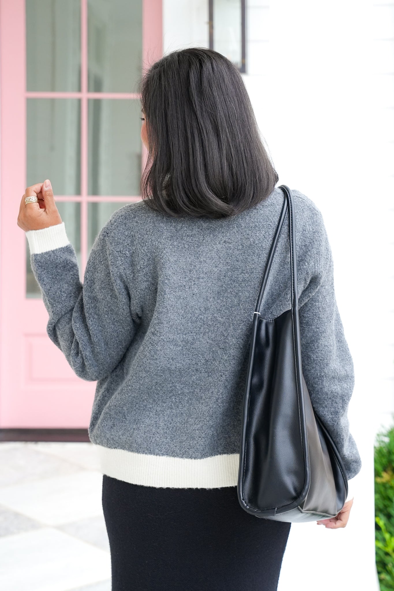 Long Sleeve Button Down Cardigan with Contrast Trim