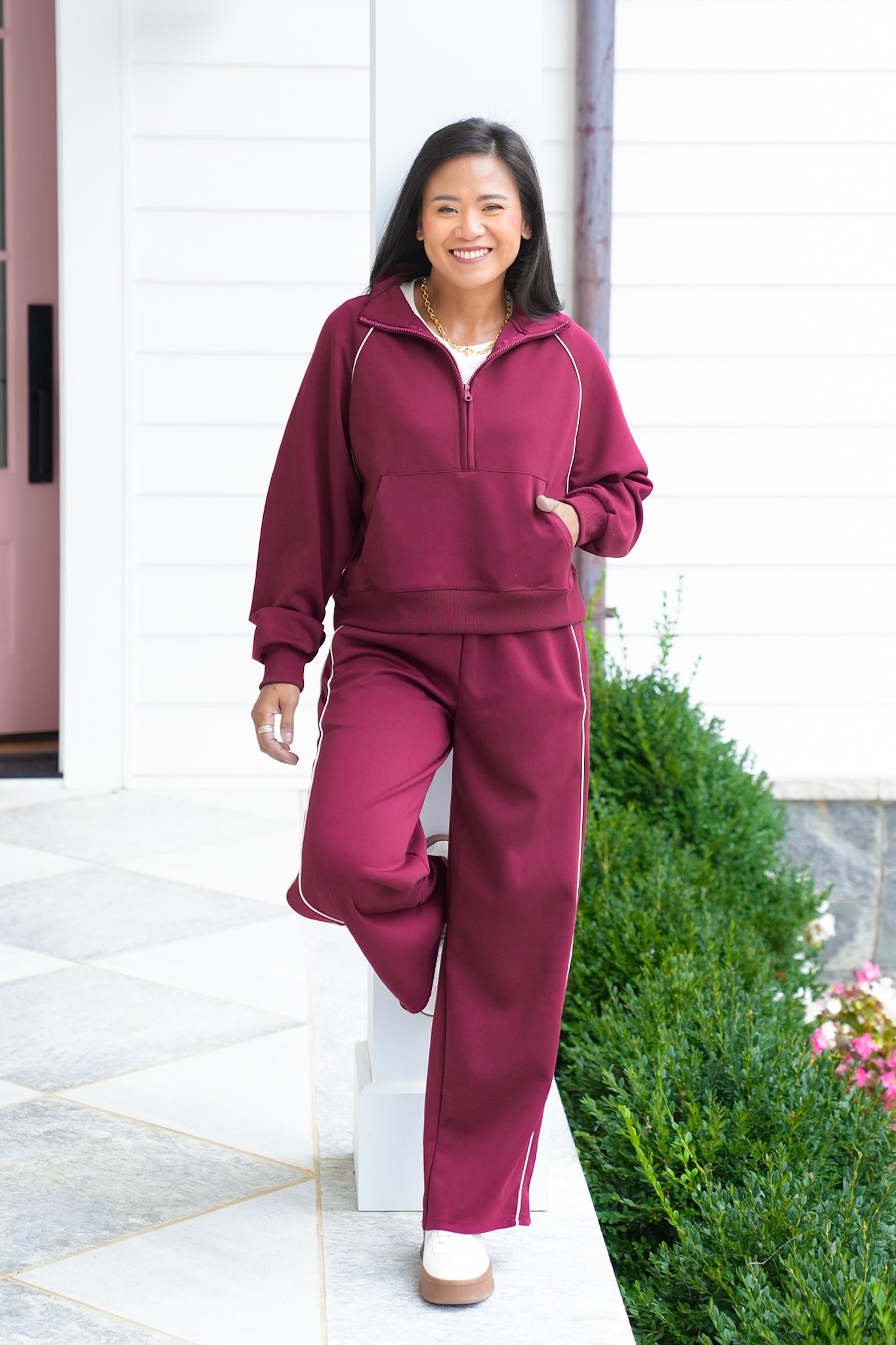 Solid Long Sleeve Half-Zip Top