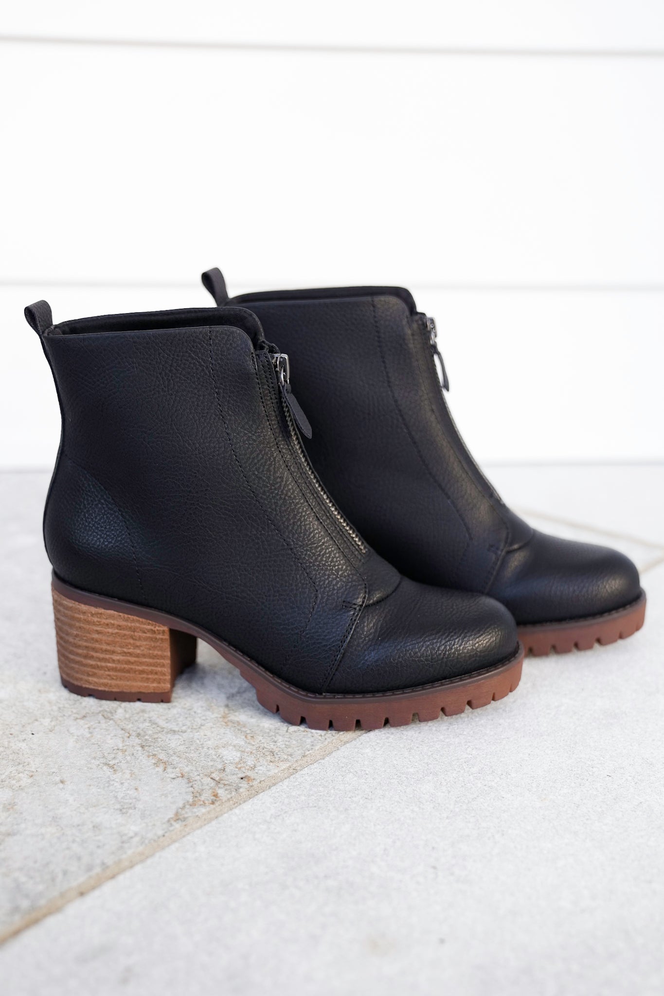 MIA Vegan Leather Ankle Boot with Block Heel