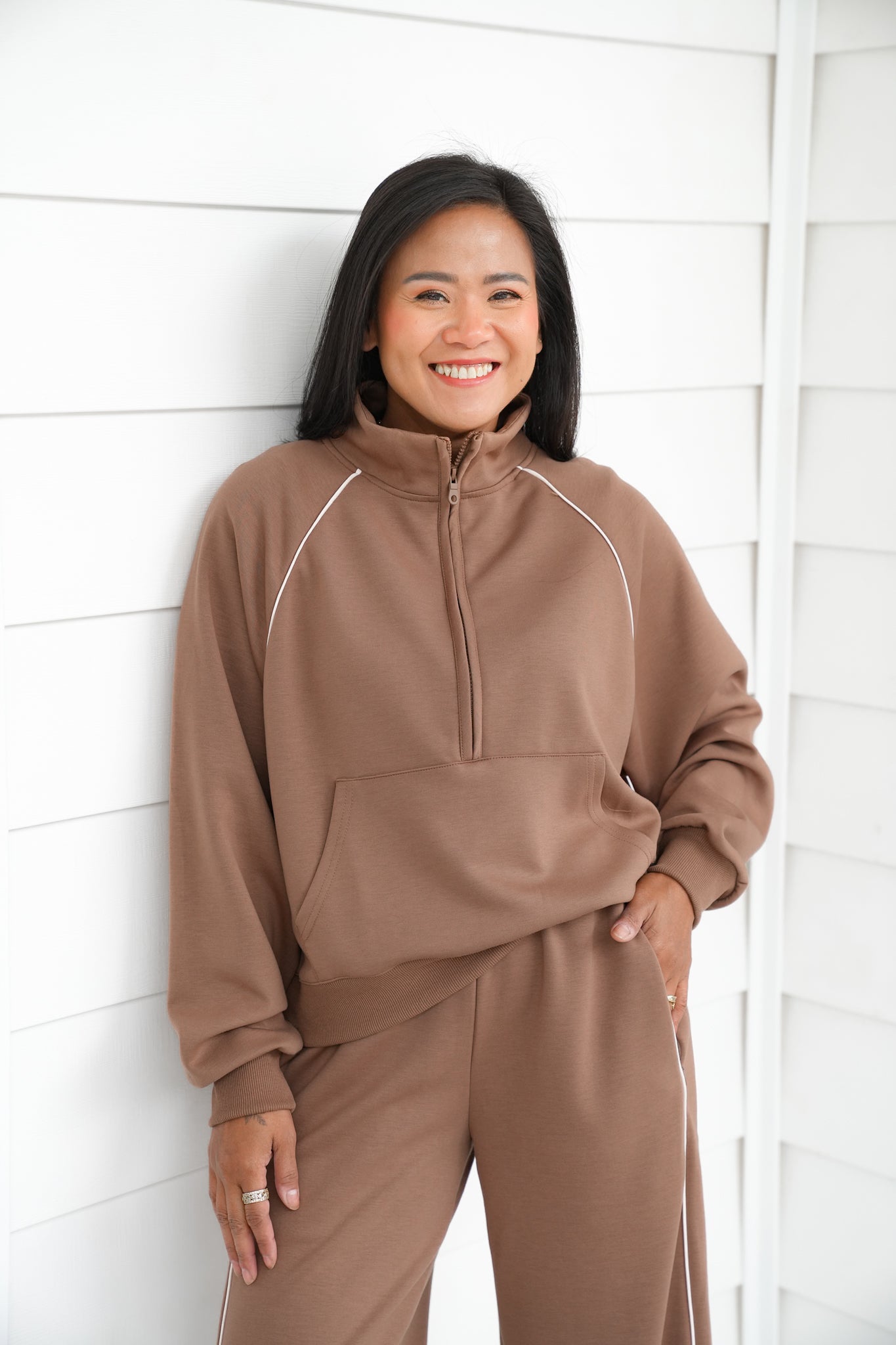 Solid Long Sleeve Half-Zip Top