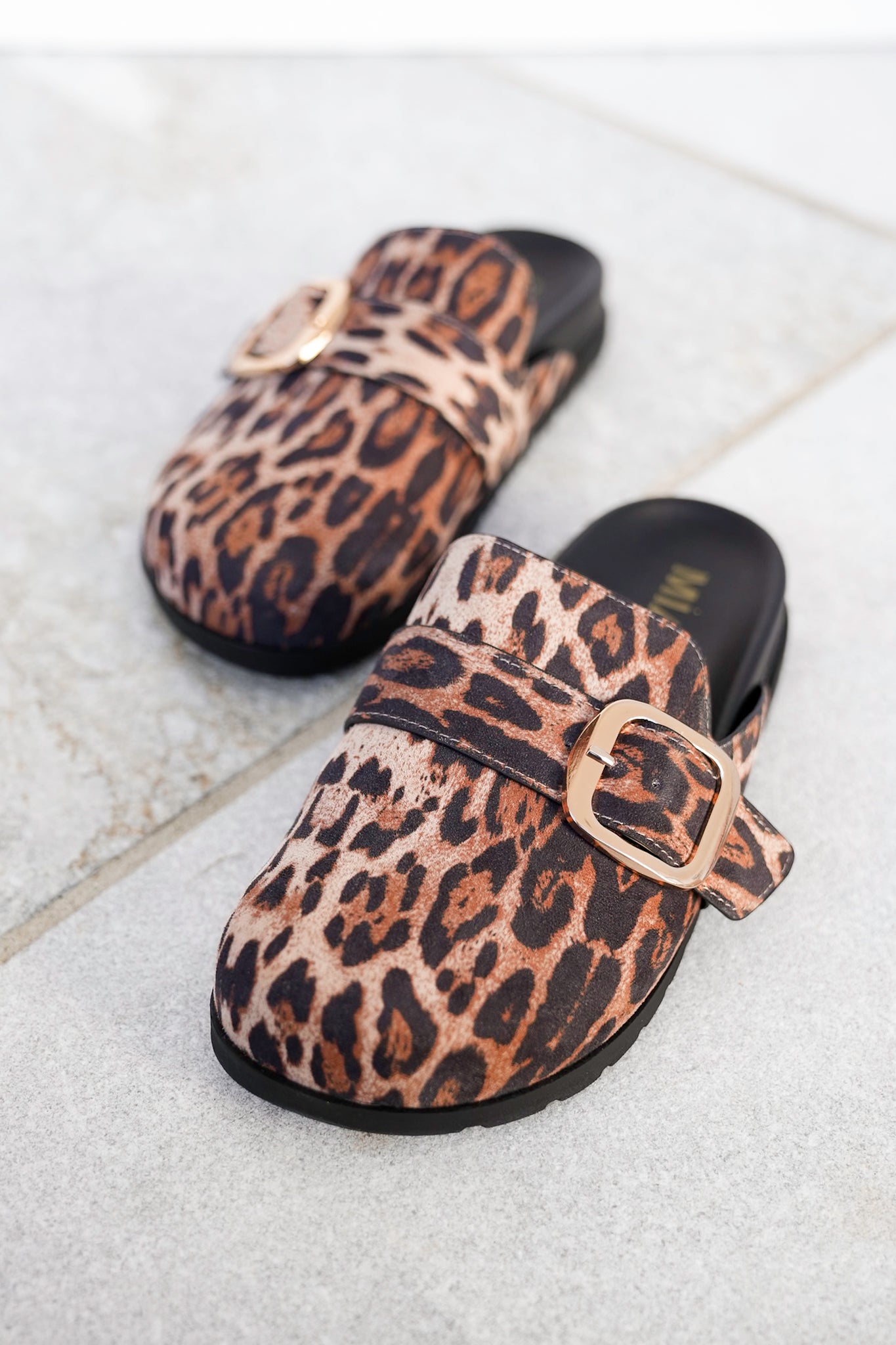 MIA Animal Print Slip On Clog with Buckle Detail