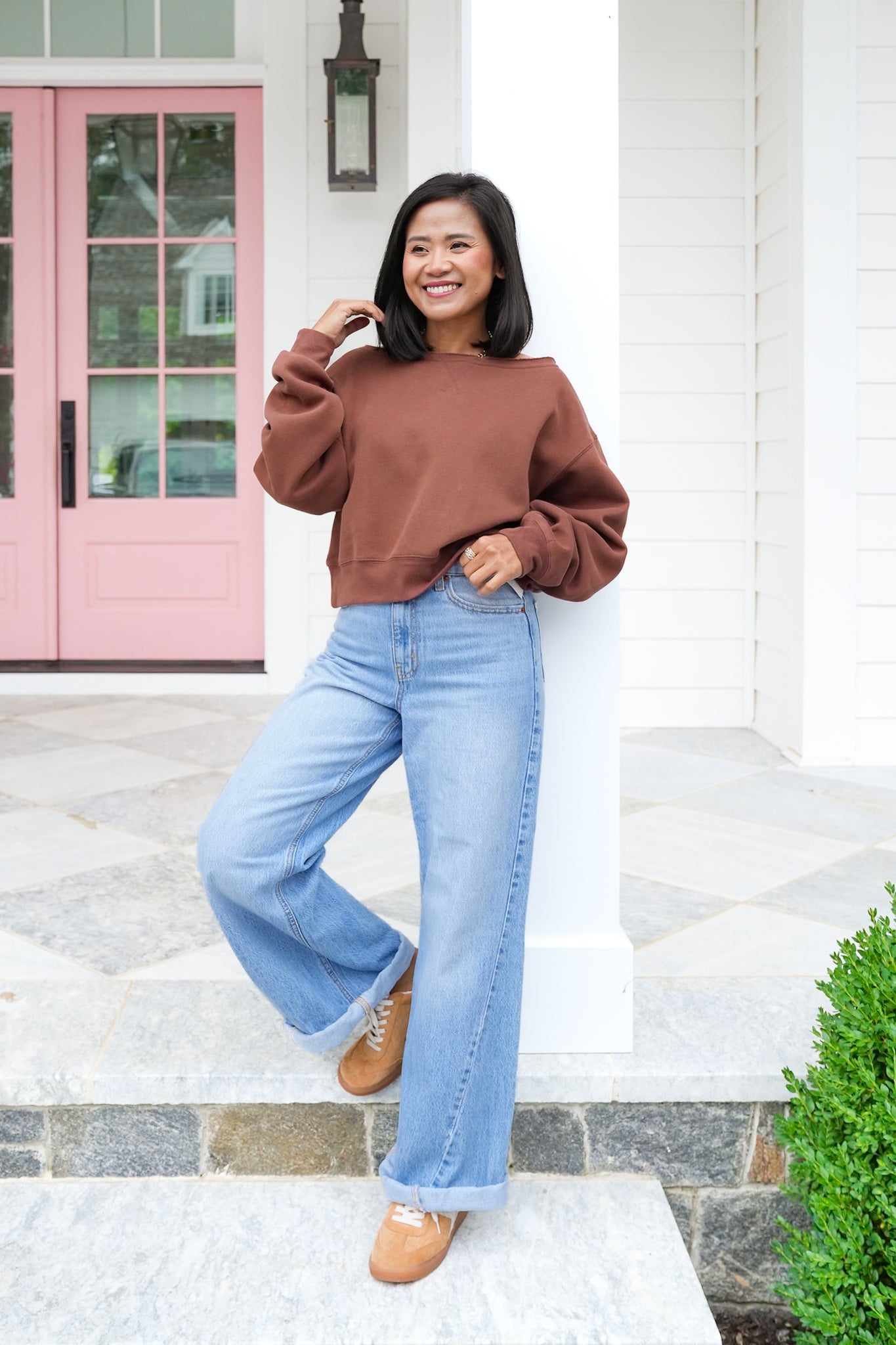 Door Buster! Solid Long Sleeve Boat Neck Sweatshirt