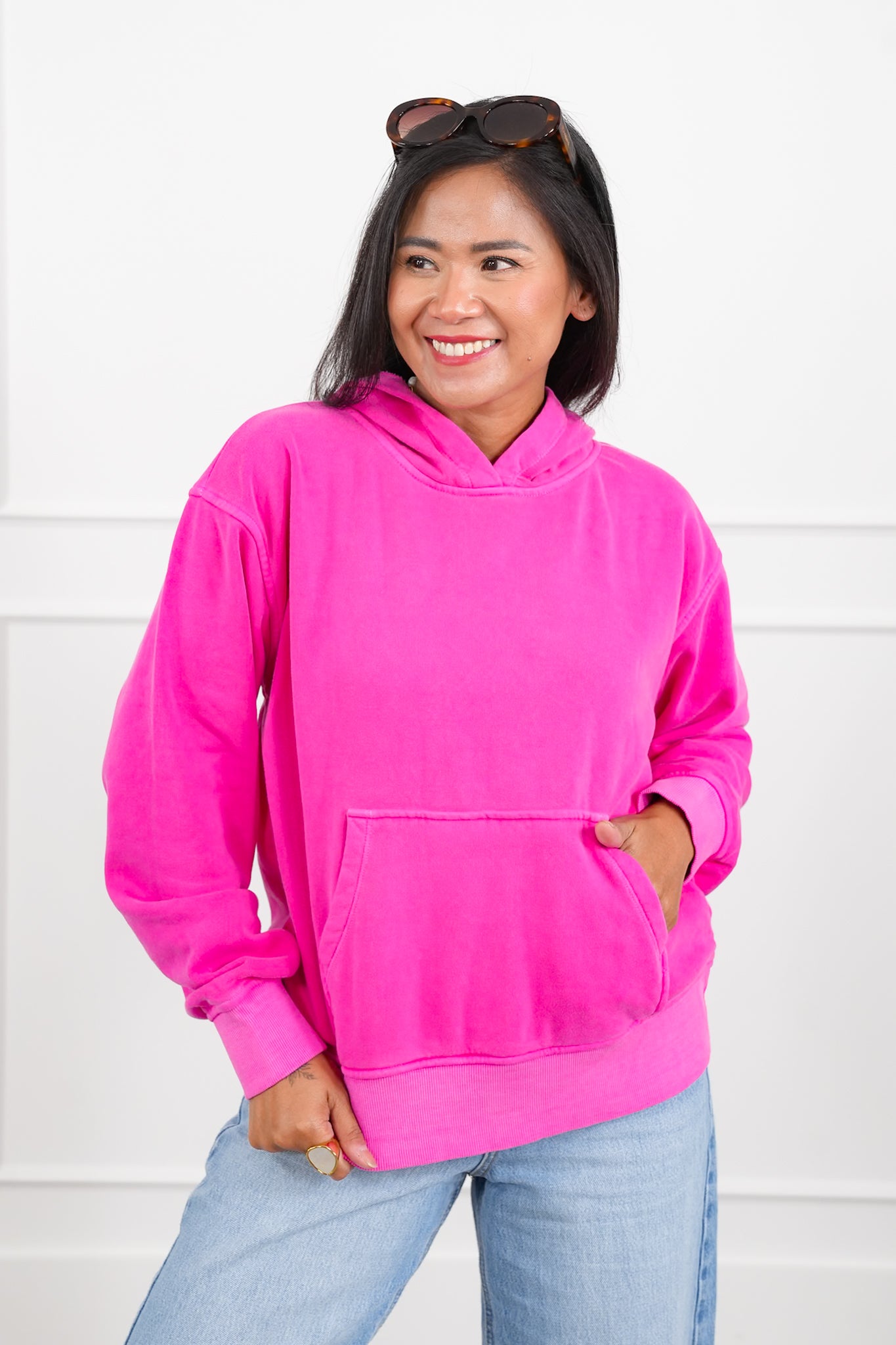 Door Busters! Zenana Soft Fleece Pigment Dye Kangaroo Pocket Hoodie