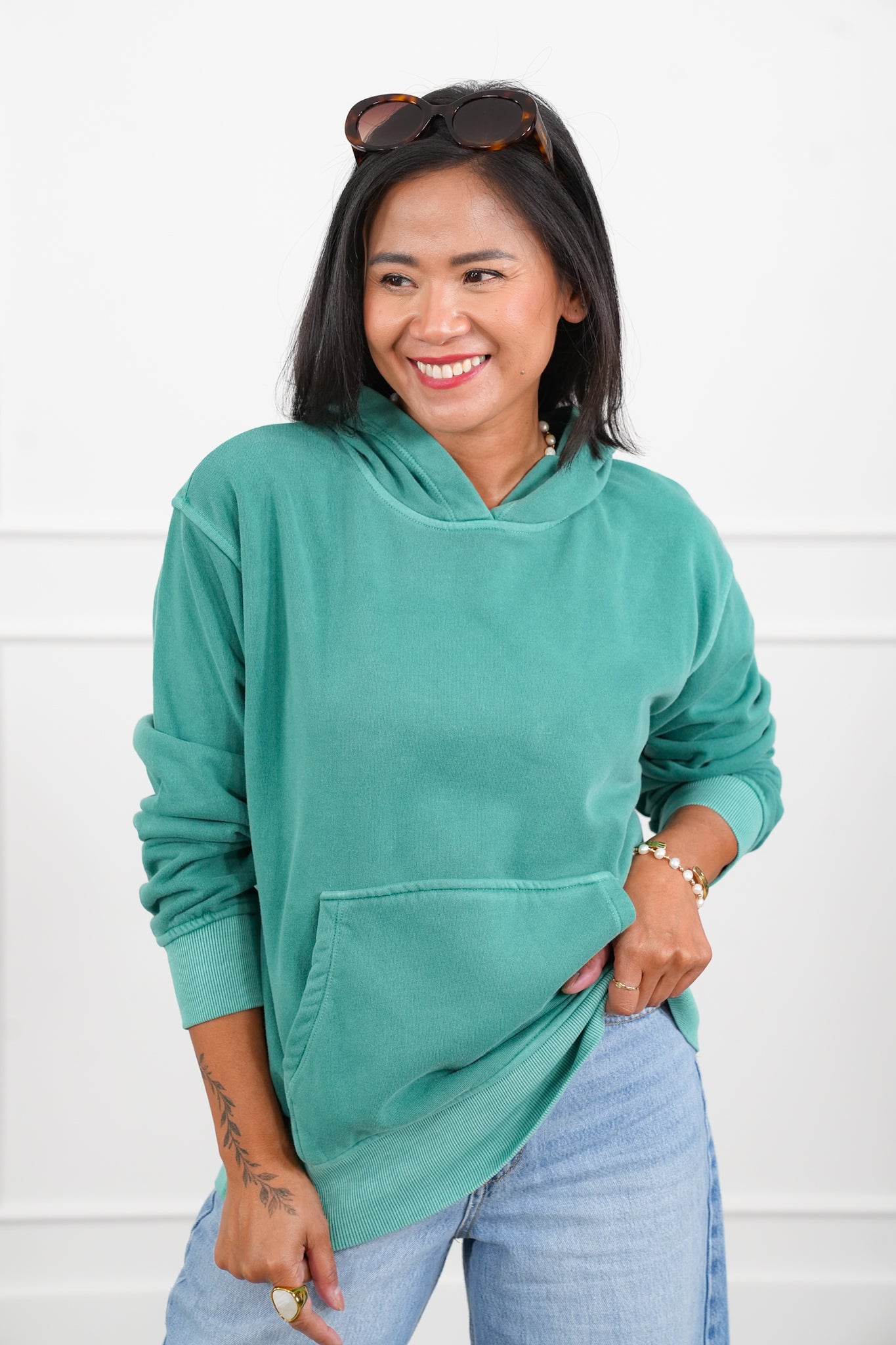 Door Busters! Zenana Soft Fleece Pigment Dye Kangaroo Pocket Hoodie