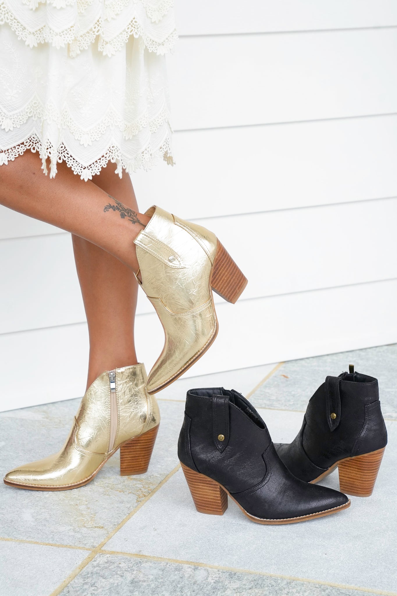 Corky's "Bar Hoppin" Western Side Pull Tab Stacked Heel Bootie