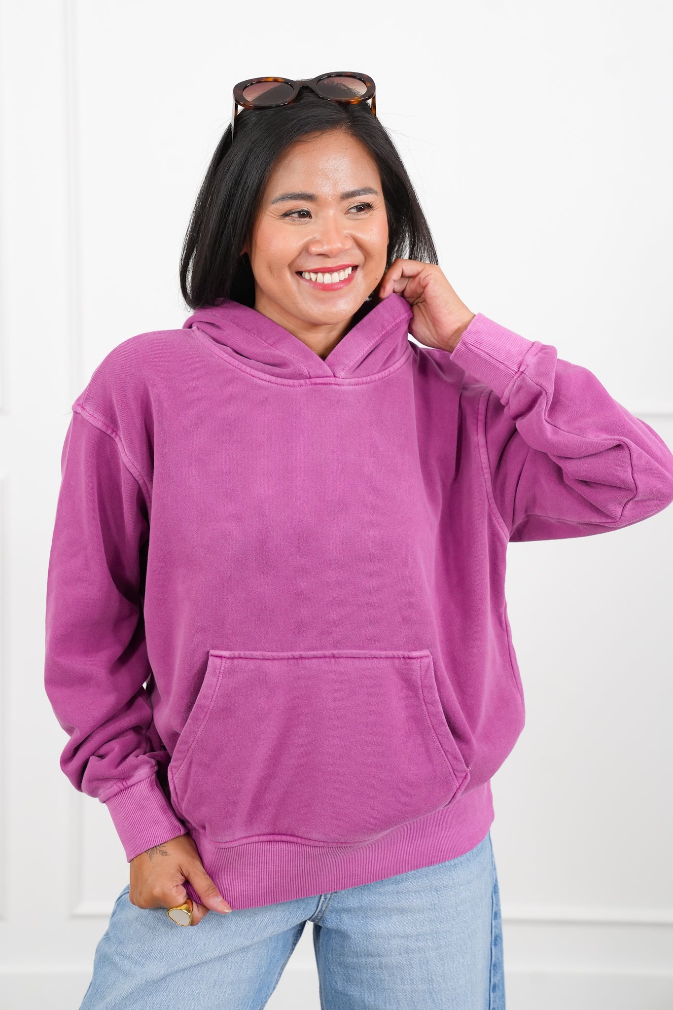 Door Busters! Zenana Soft Fleece Pigment Dye Kangaroo Pocket Hoodie