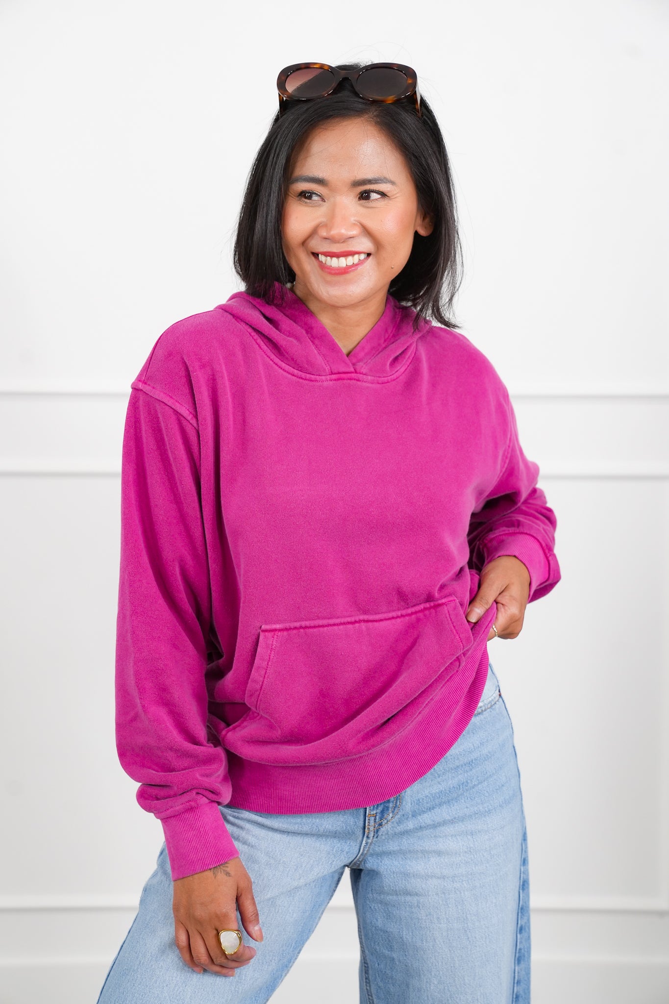 Door Busters! Zenana Soft Fleece Pigment Dye Kangaroo Pocket Hoodie