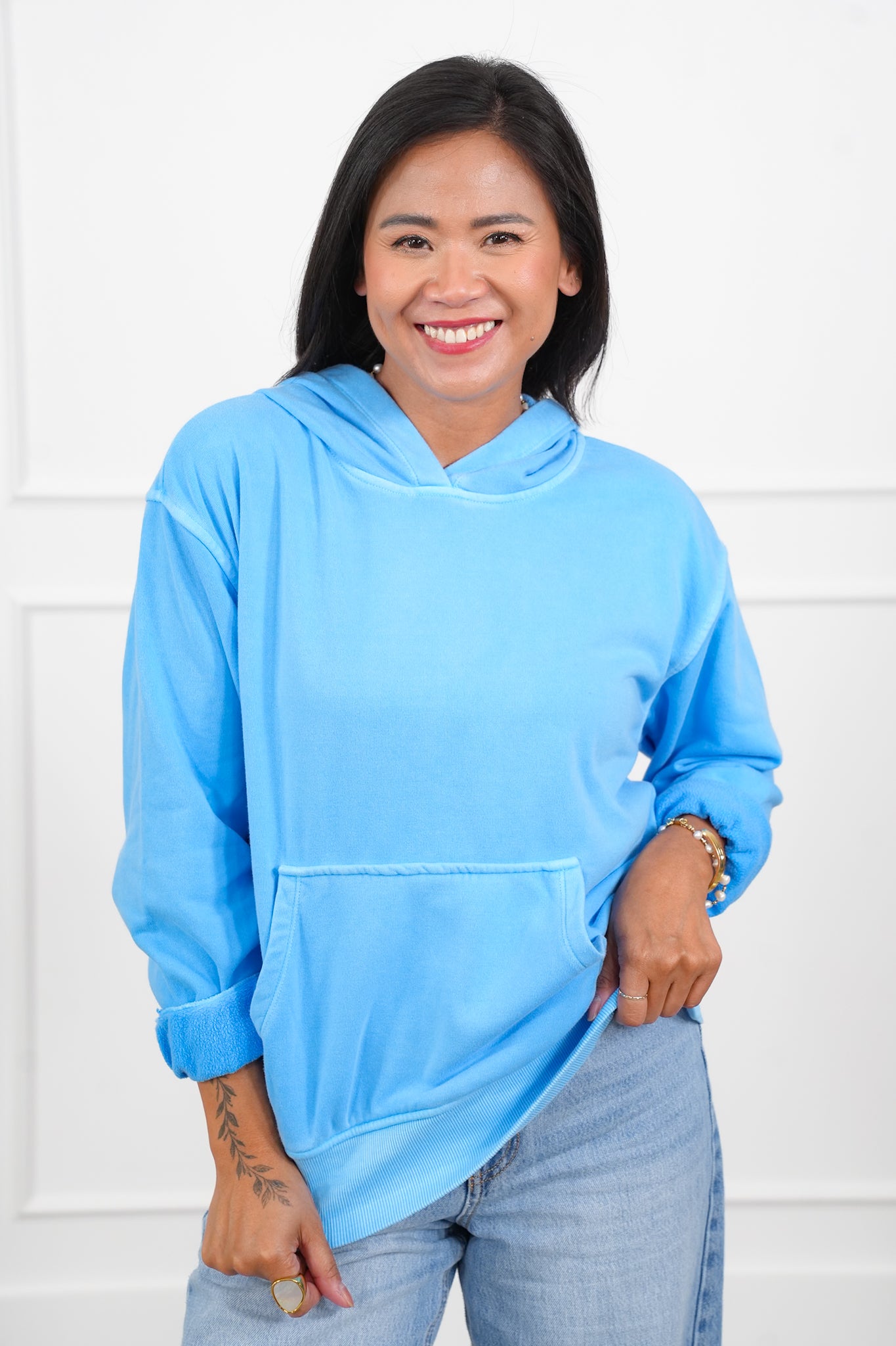 Door Busters! Zenana Soft Fleece Pigment Dye Kangaroo Pocket Hoodie