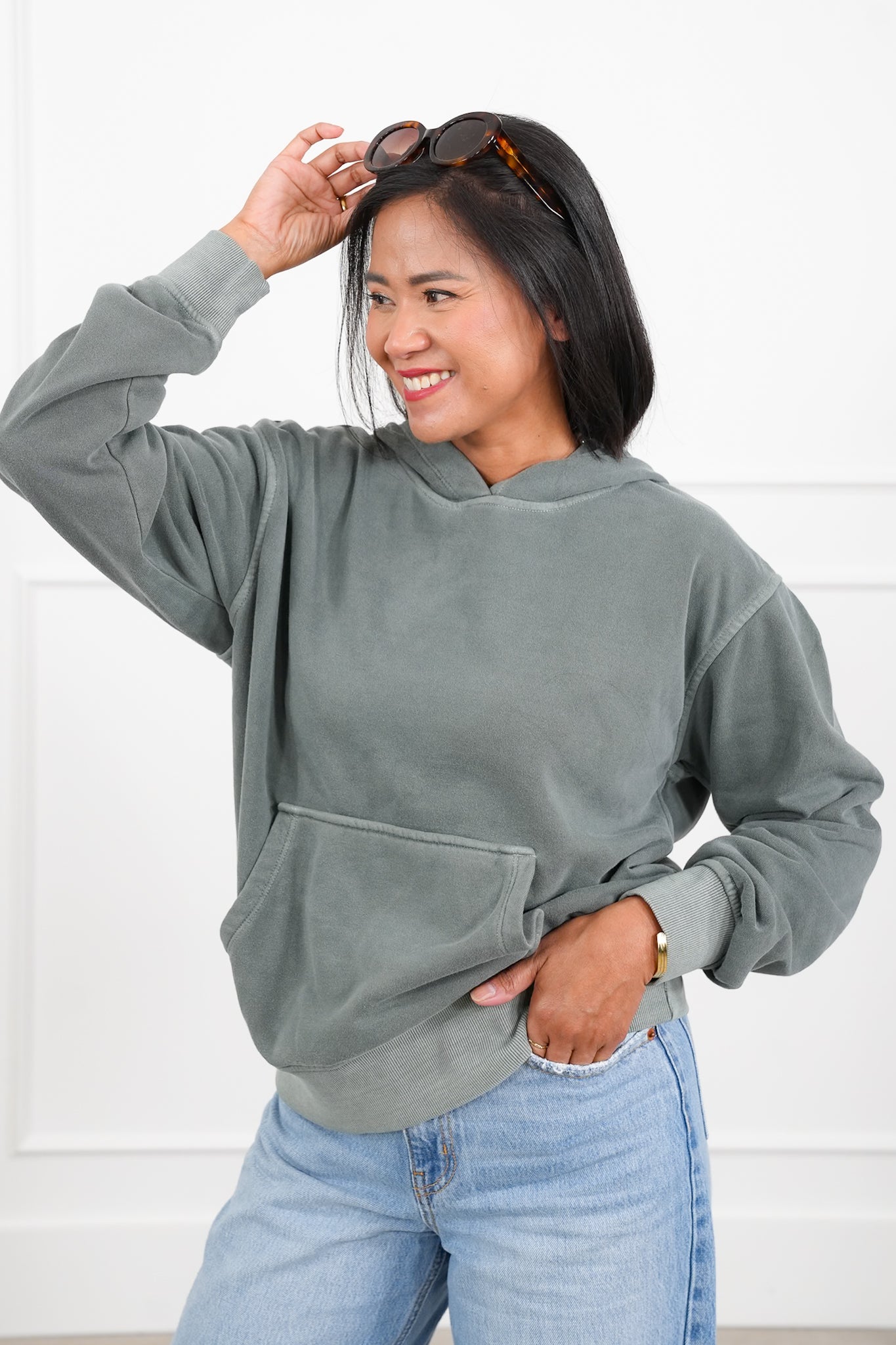 Door Busters! Zenana Soft Fleece Pigment Dye Kangaroo Pocket Hoodie