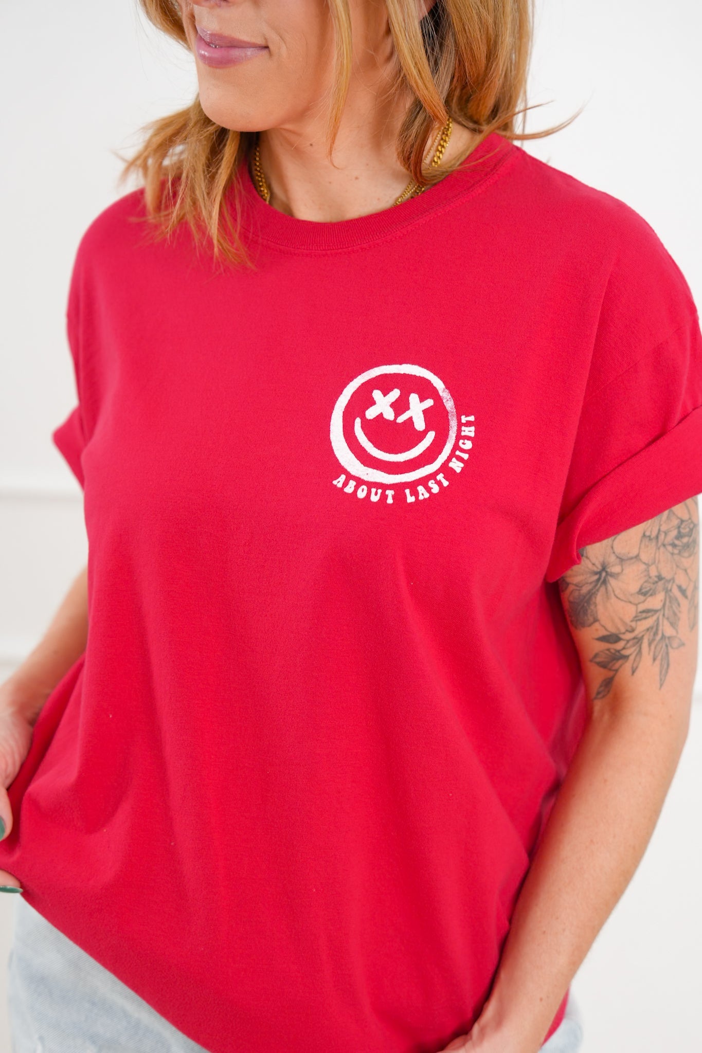 Plus/Reg Short Sleeve "Back On My Bullshit" Graphic Tee - Freckled Poppy