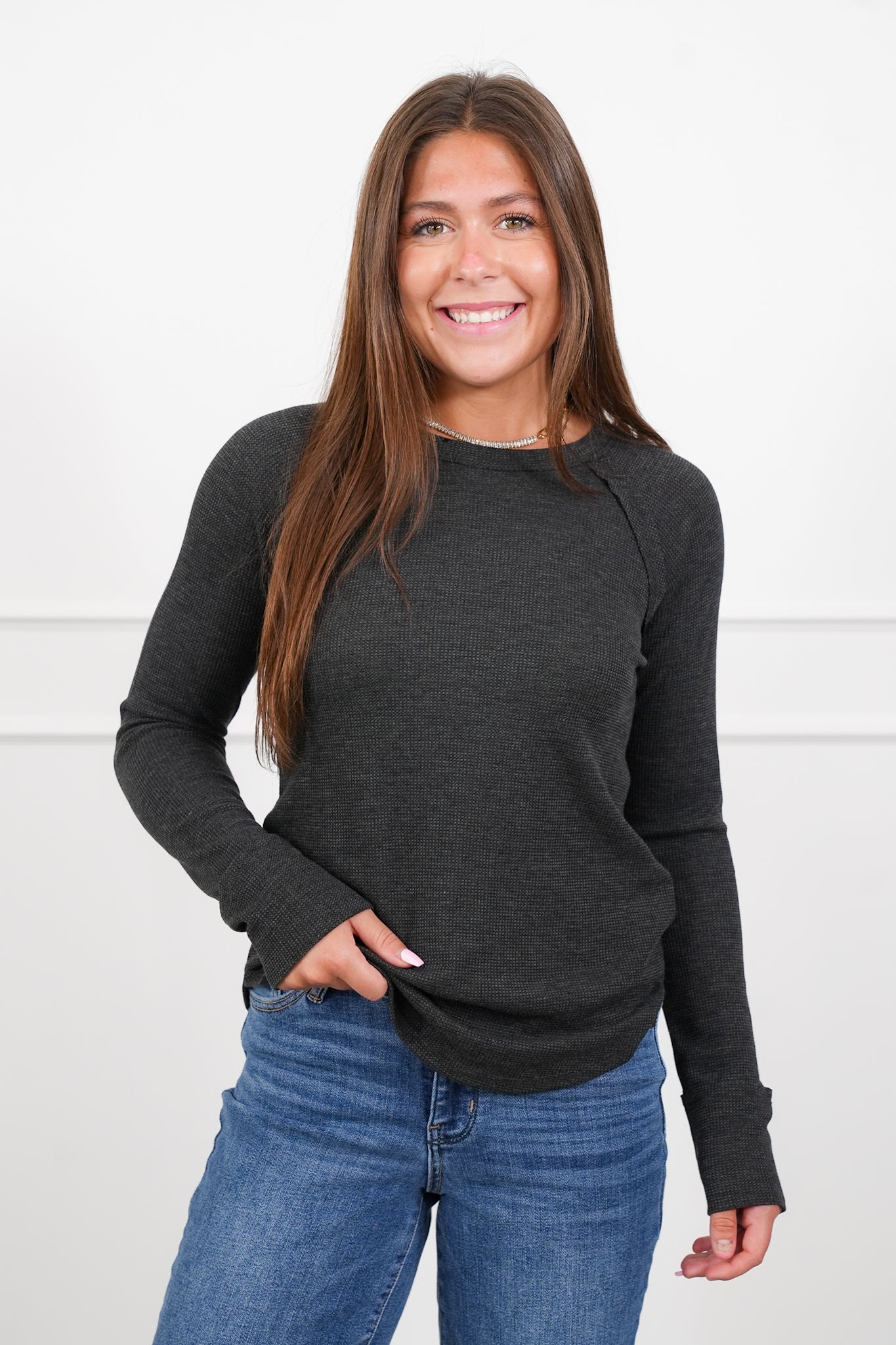 Door Busters! Zenana Baby Waffle Long Sleeve Top