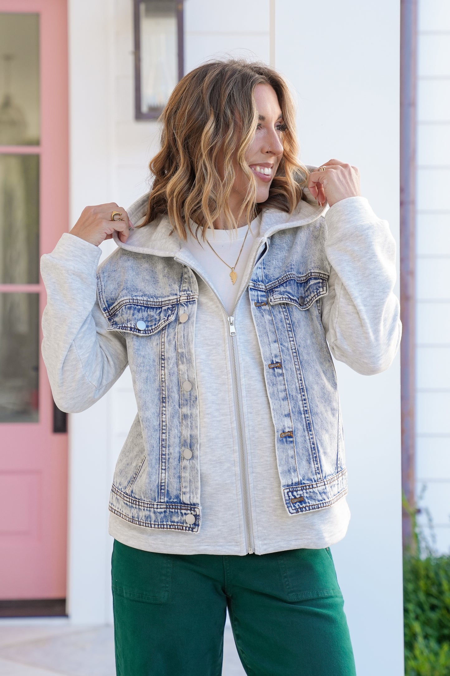 Long Sleeve Layered Hooded Jacket