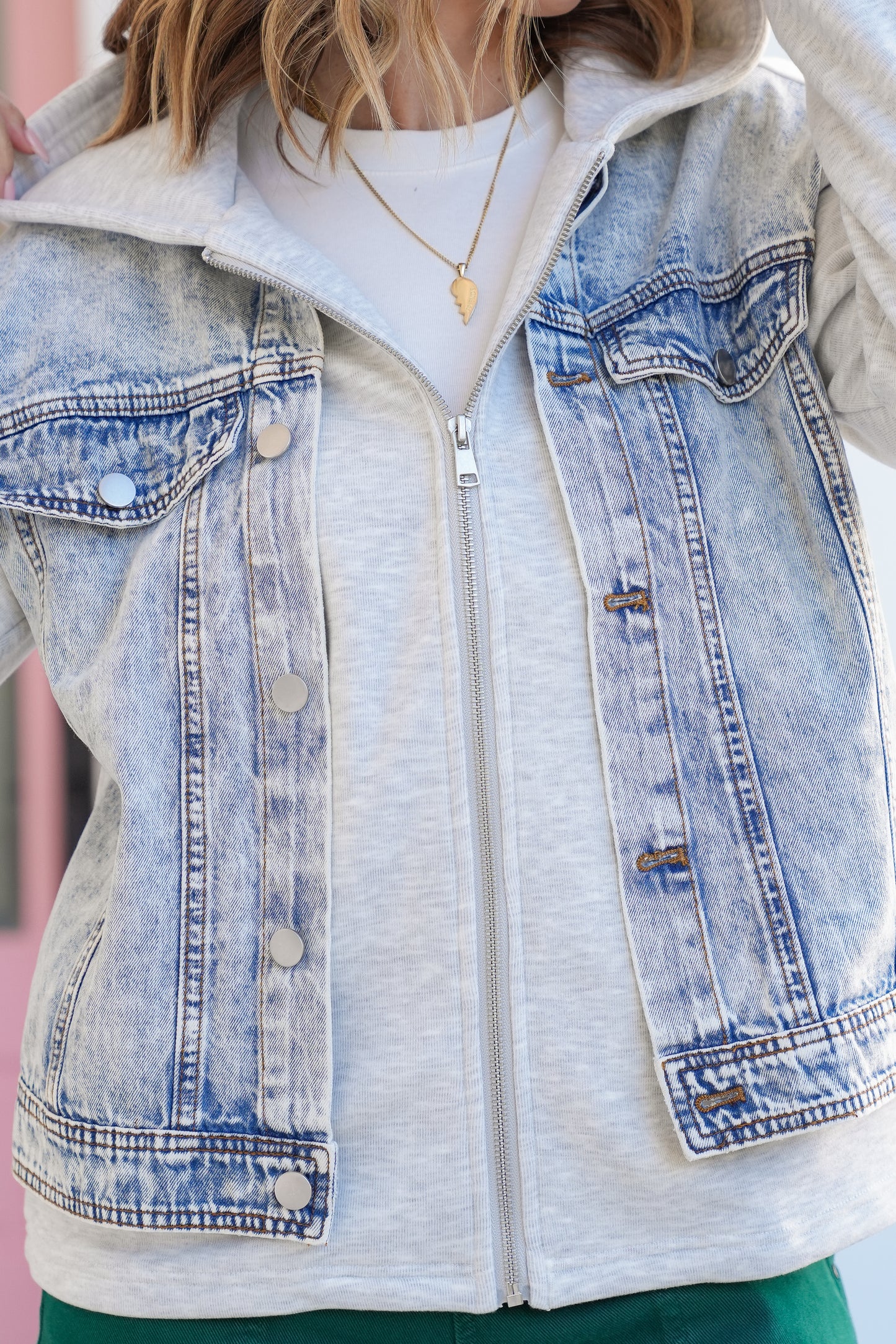 Long Sleeve Layered Hooded Jacket