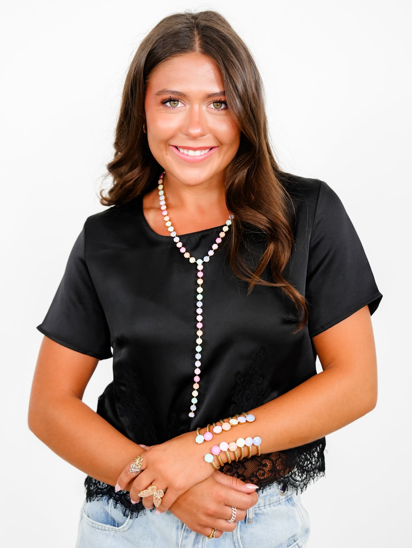 TOVA Mini LA Crystal Drop Necklace - Freckled Poppy