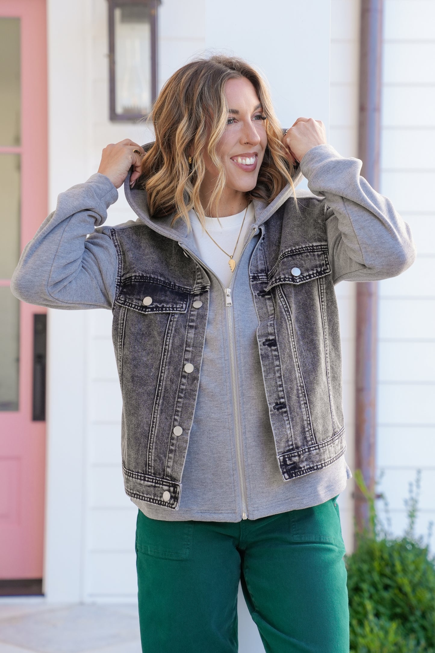 Long Sleeve Layered Hooded Jacket