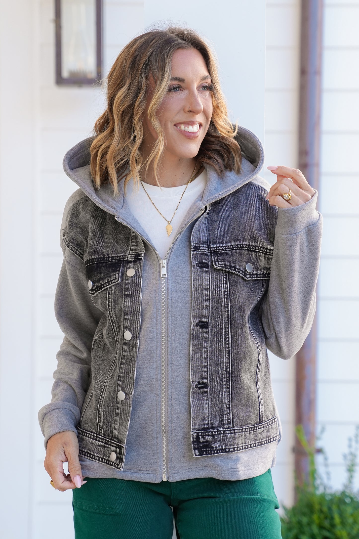 Long Sleeve Layered Hooded Jacket