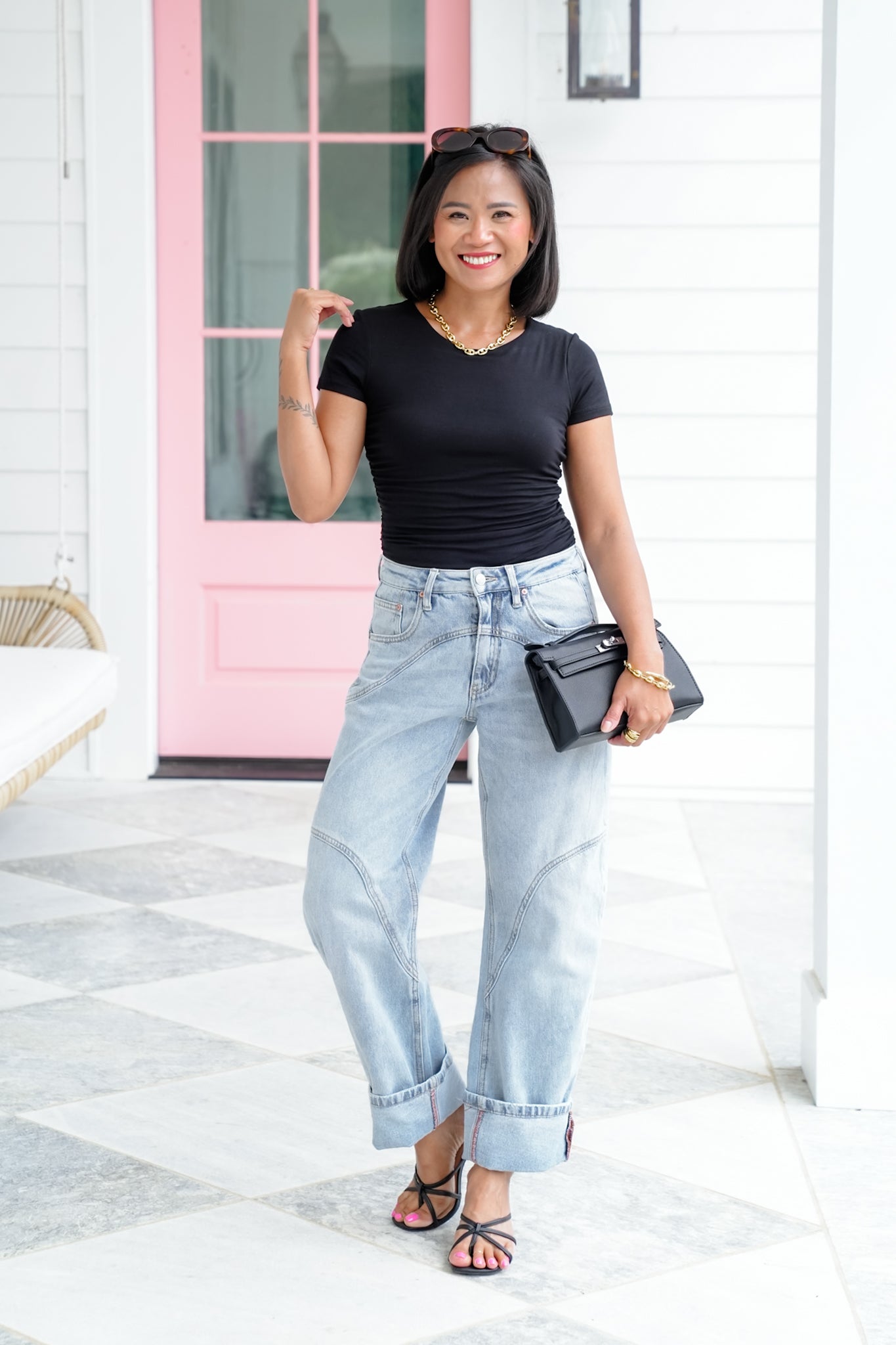 Short Sleeve Bodysuit with Ruching Detail
