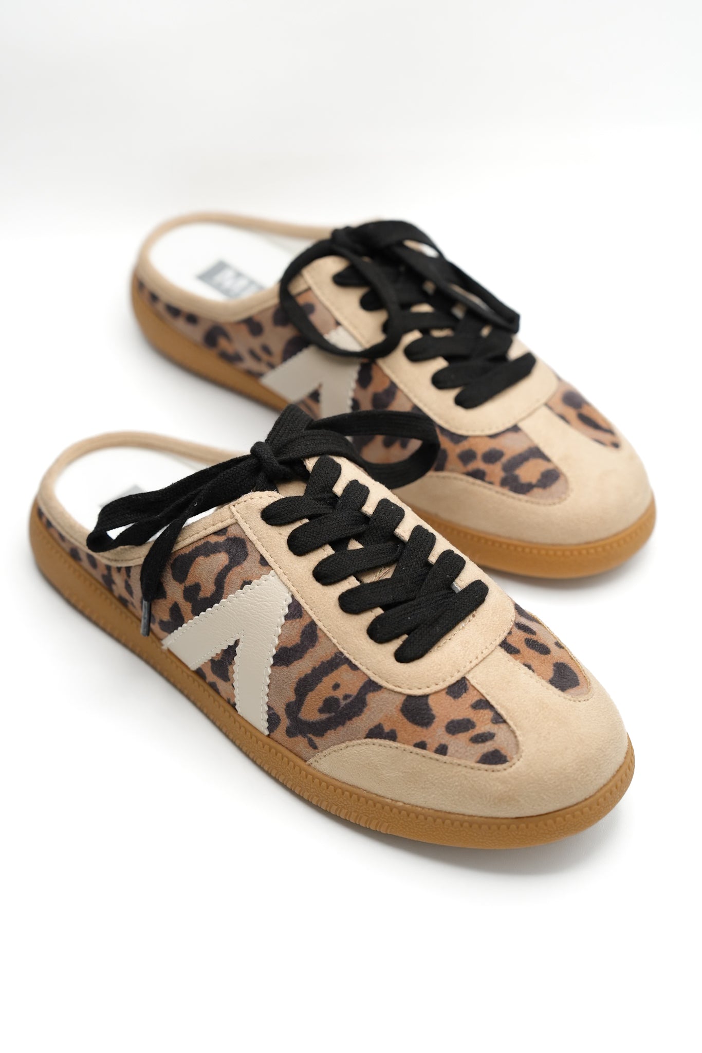 MIA Leopard Print Slip On Sneaker Mule with Suede Trim