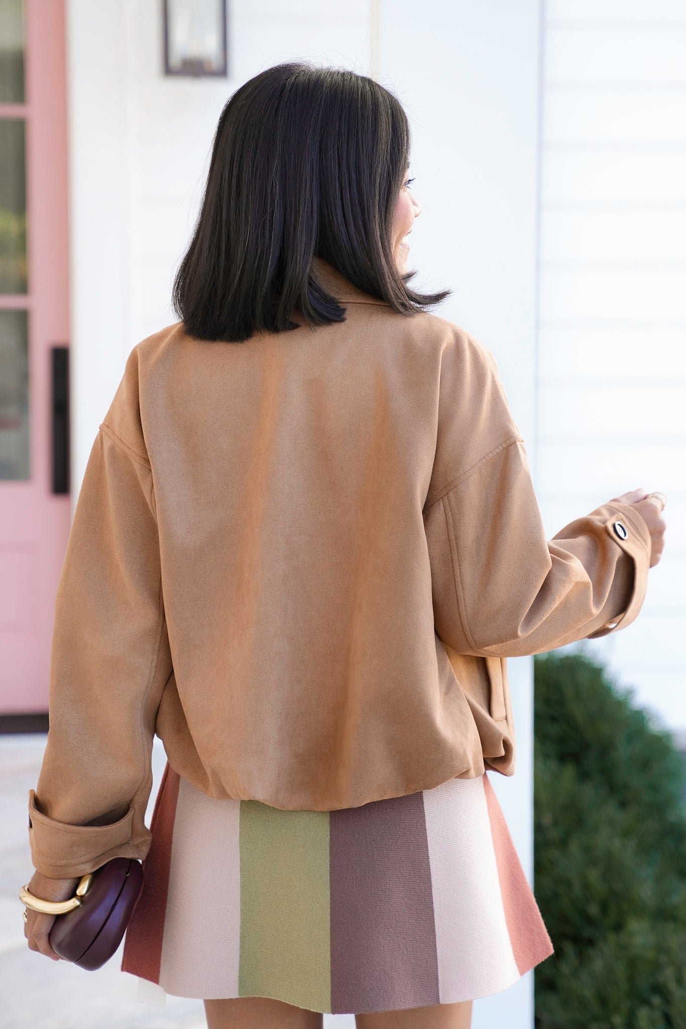 Vegan Suede Long Sleeve Crop Jacket