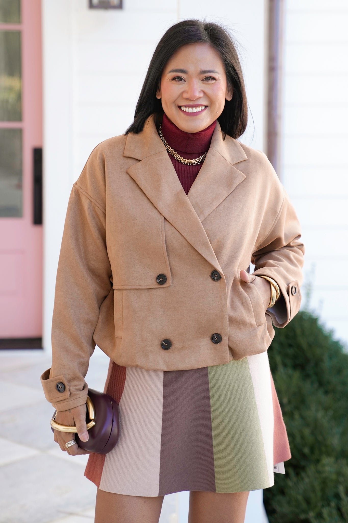 Vegan Suede Long Sleeve Crop Jacket