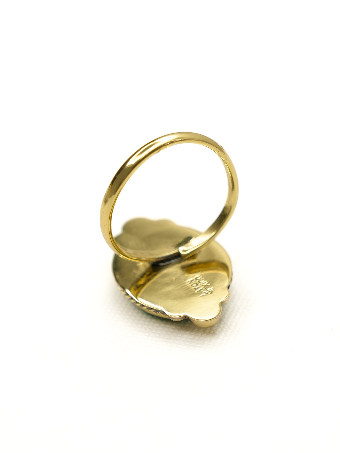 BOHO SOL Oval Turquoise and Brass Adjustable Ring
