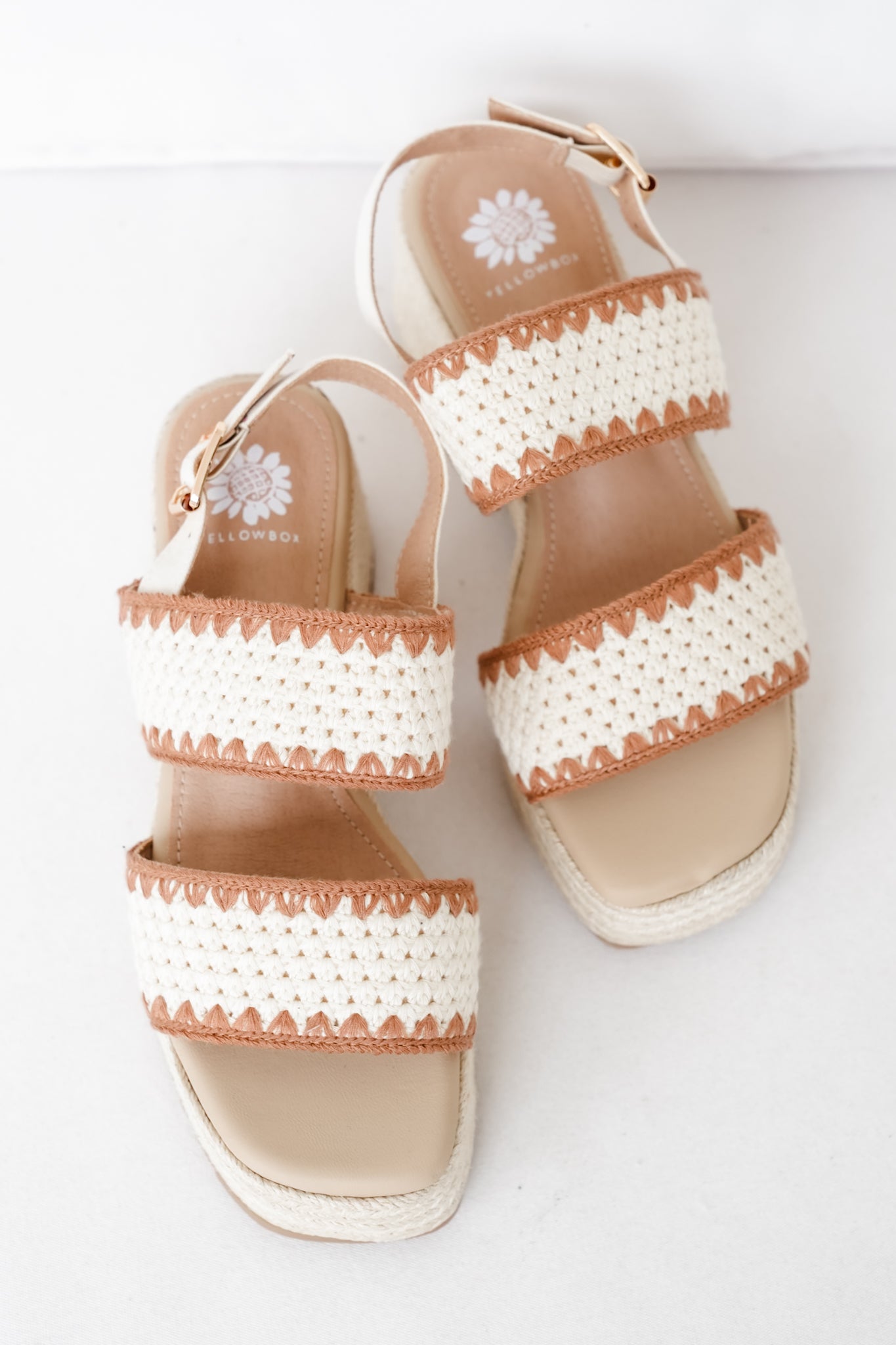Yellow Box Woven Platform Espadrille Sandals with Adjustable Strap