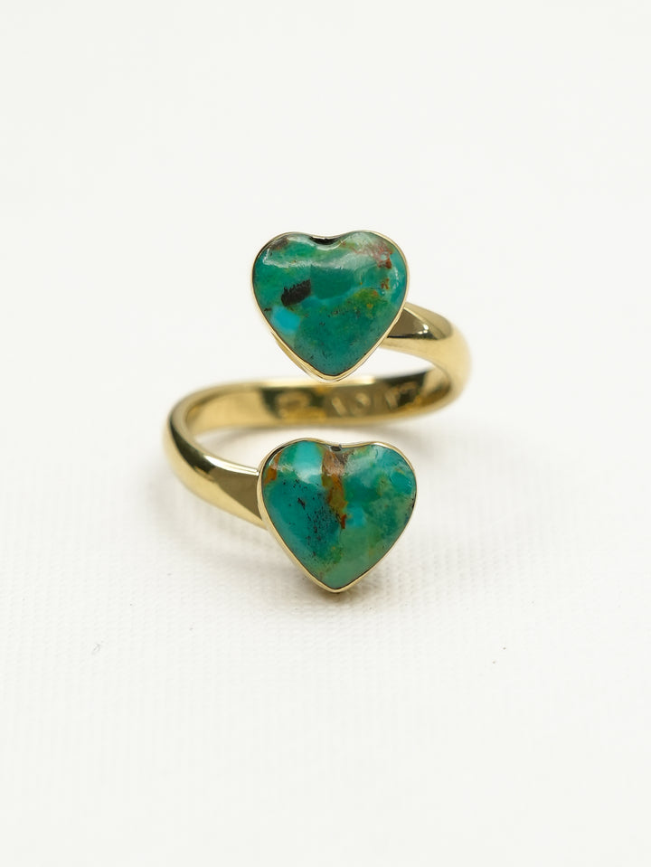BOHO SOL Double Heart Adjustable Ring - Freckled Poppy