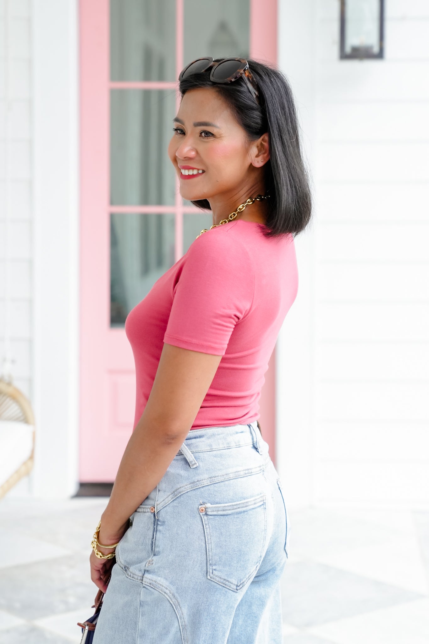 Marsala Short Sleeve V-Neck Top
