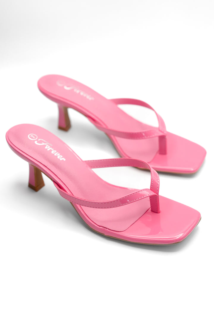 Square Toe Thong Kitten Heel Sandal