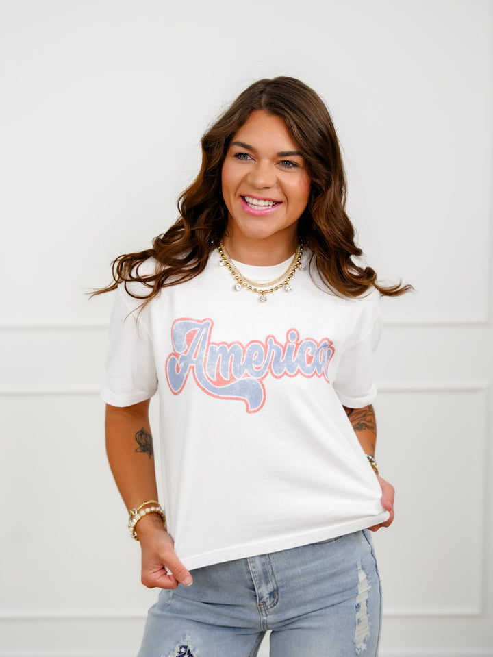 Plus/Reg Short Sleeve "America" Graphic Tee